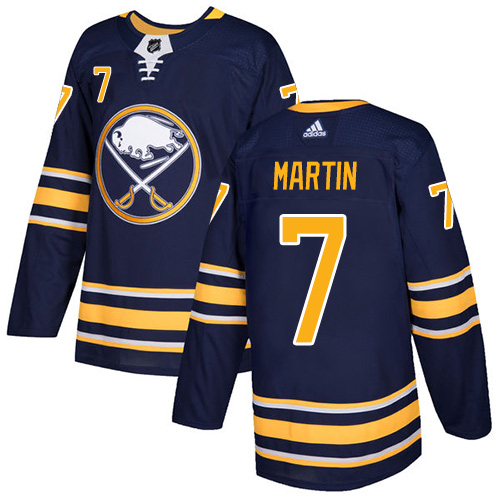 Adidas Sabres #7 Rick Martin Navy Blue Home Authentic Stitched NHL Jersey - Click Image to Close